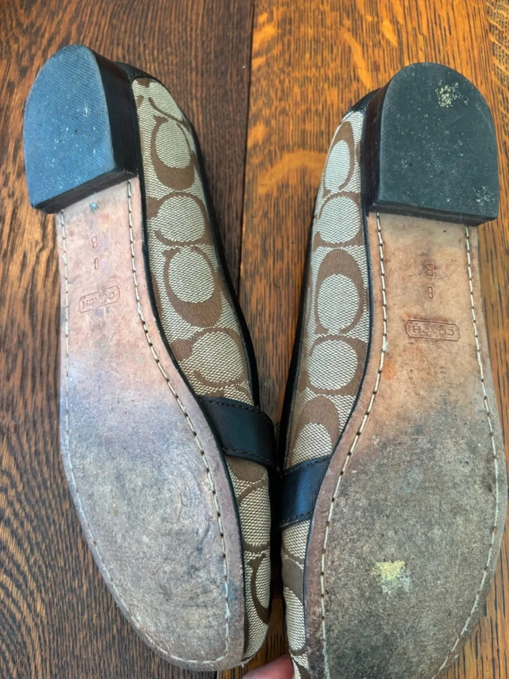 Coach Brown Signature Monogram Canvas Loafers with Gold Hardware